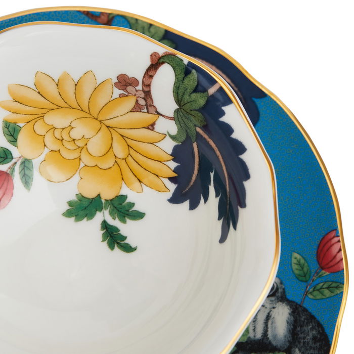 Wedgwood Taza de Té P 140 Ml Sapphire Wonderlust (4 Unidades) con Detalles de Oro de 22 Quilates